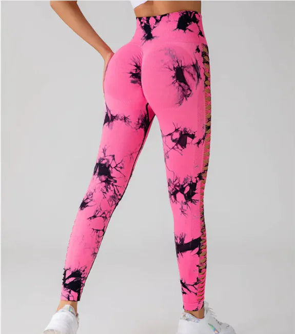 Tie-Dye High-Waist Mesh Yoga Leggings