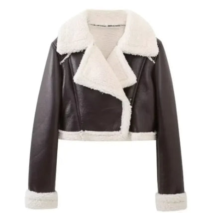 Fur Integrated Short Street Hot Girl Motorcycle Coat