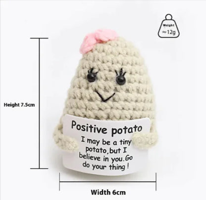 Crocheted Wool Positive Energy Potato – handcrafted with a facial expression