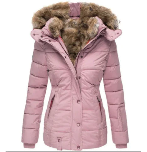 Winter Puffer Jacket with Faux Fur