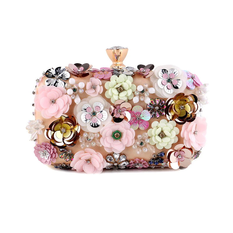 3D Beaded Floral Clutch