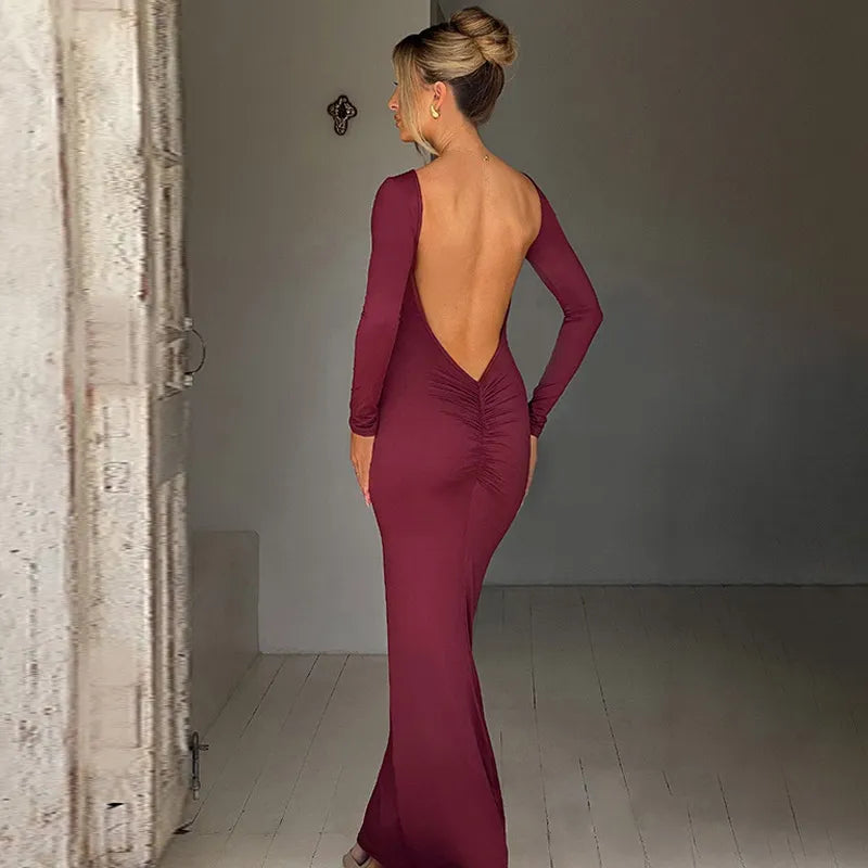 Sexy Backless Pleated Dress