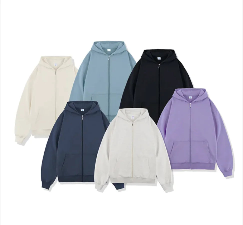 Autumn Winter Terry Hooded Zipper Sweater