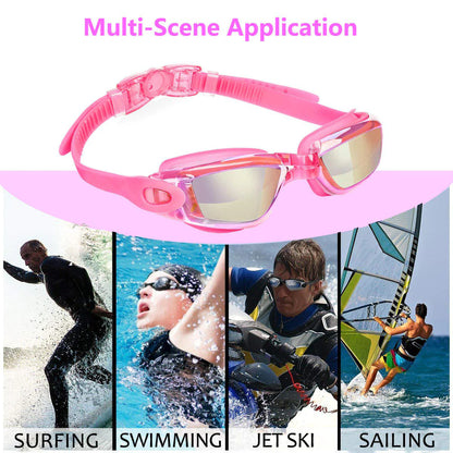 Clear Comfortable Swimming Goggles UV- Anti-Fog Swim Glasses Mirror Adult &amp; Kids