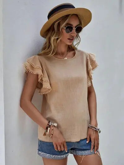 Denise Ruffle Cap Sleeve Blouse-