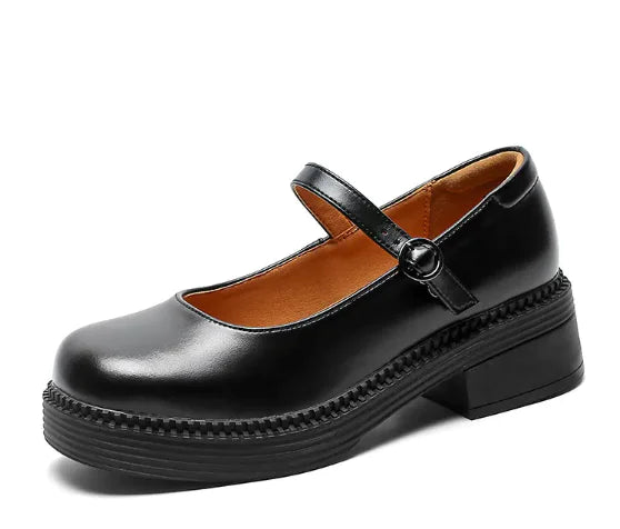 Black Round Head Low-Top Lefu Shoes